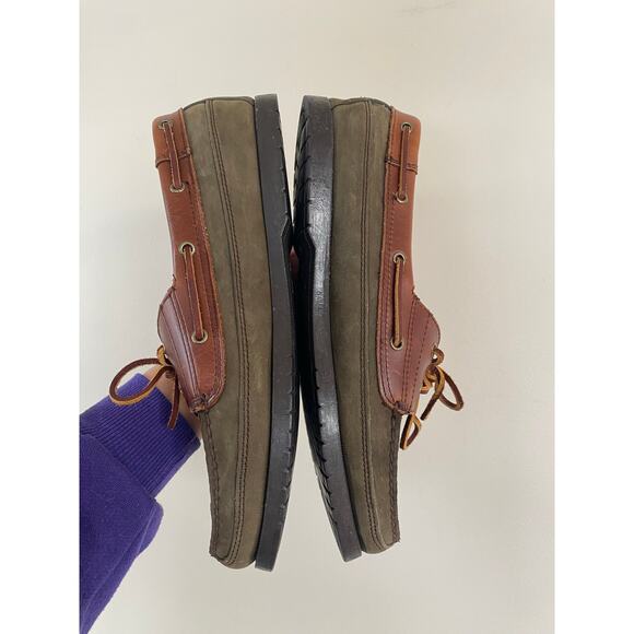 GH Bass Co Boat Dock Shoes Men\'s Size 10.5 Leather Slip-On Lace Up R482 2 Eyelet